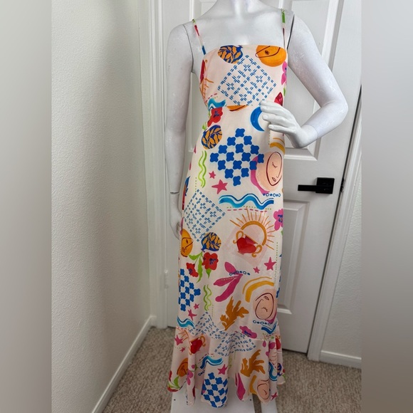 Paper Heart Womens Summer Maxi Dress Size Medium Sun Stars Floral Sexy Back. B19 - Picture 4 of 15